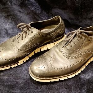 Black Cole Haan Zerogrand Brogue Leather Wingtip Oxford